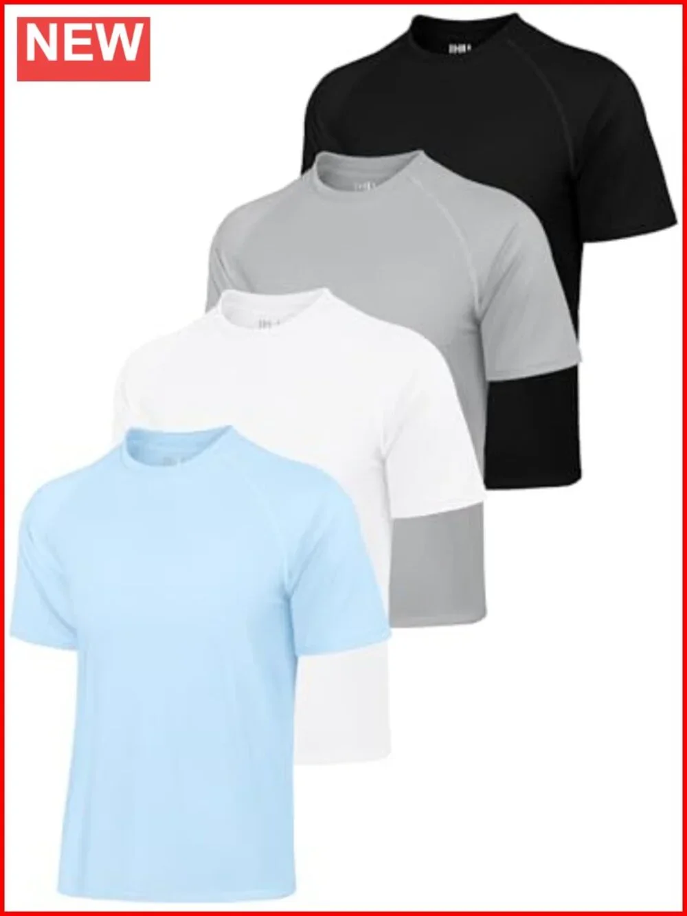 4 Pack Mens UPF50+ Rash Guard Swim Shirts Short Sleeve Sun Protection
